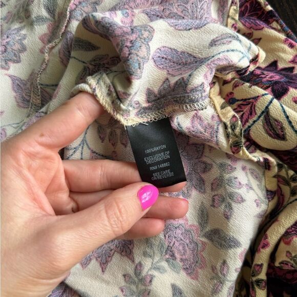 Torrid Floral Babydoll Rayon Crepe Embroidered Lace Up 3/4 Sleeve Plus Size Top - Picture 7 of 9